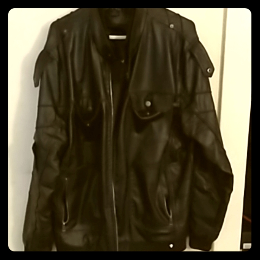 Men's black size xxl leather jacket